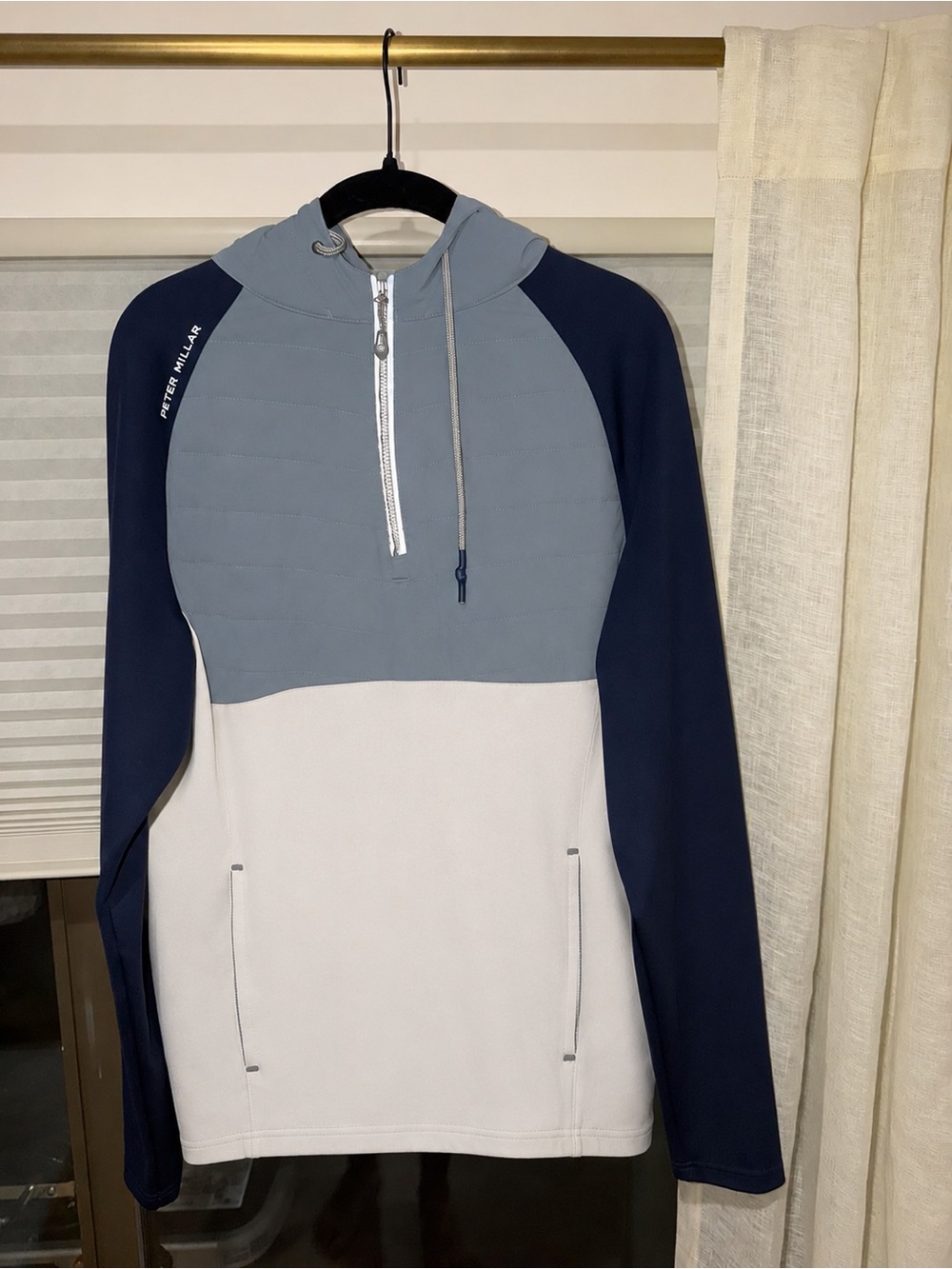 Peter Millar Navy, Light Blue & White Zip Hoodie Sweater